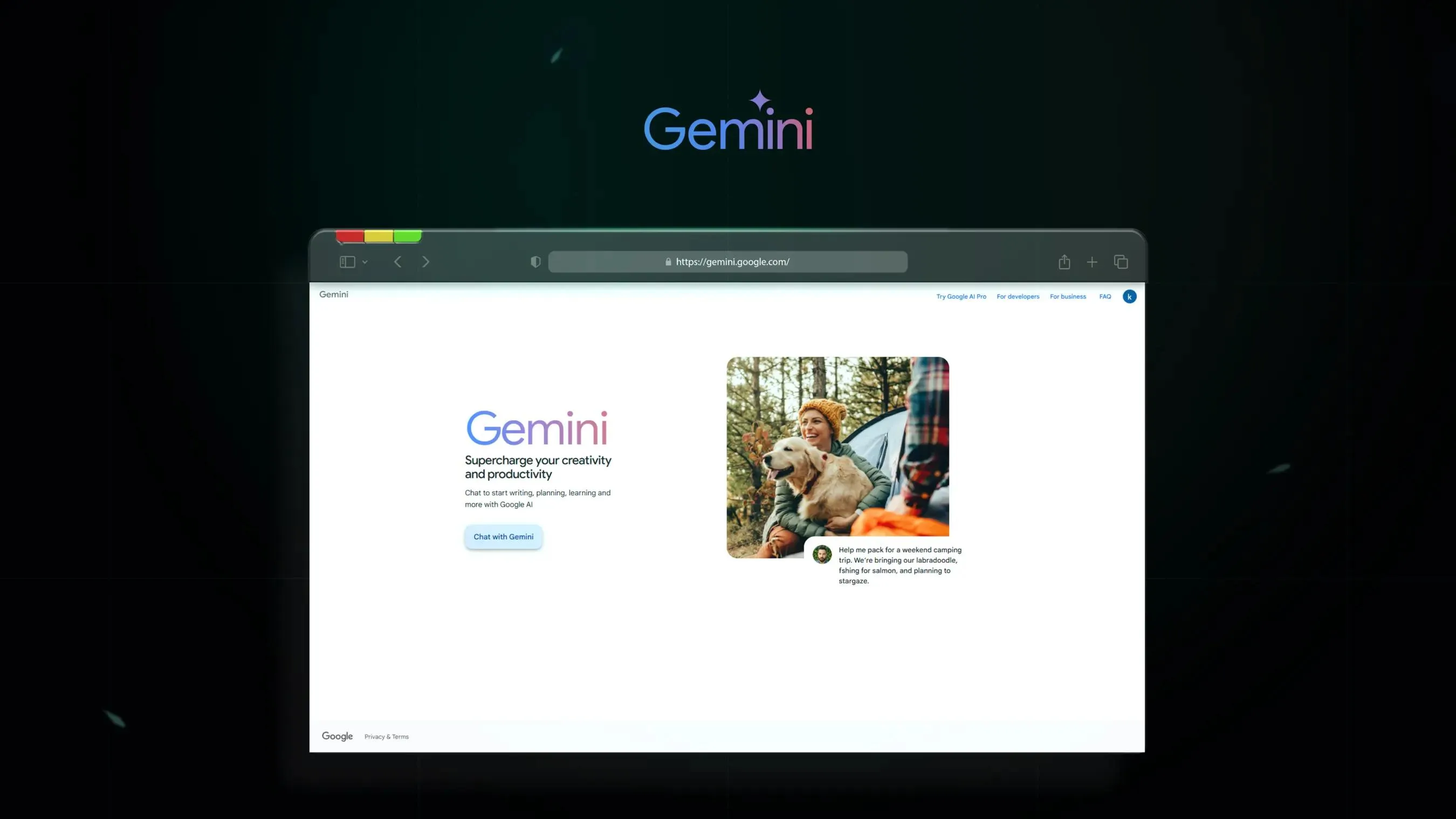 Gemini welcome/sign-in view in a clean, light layout.