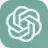 Zielone logo ChatGPT w kształcie splecionego symbolu.