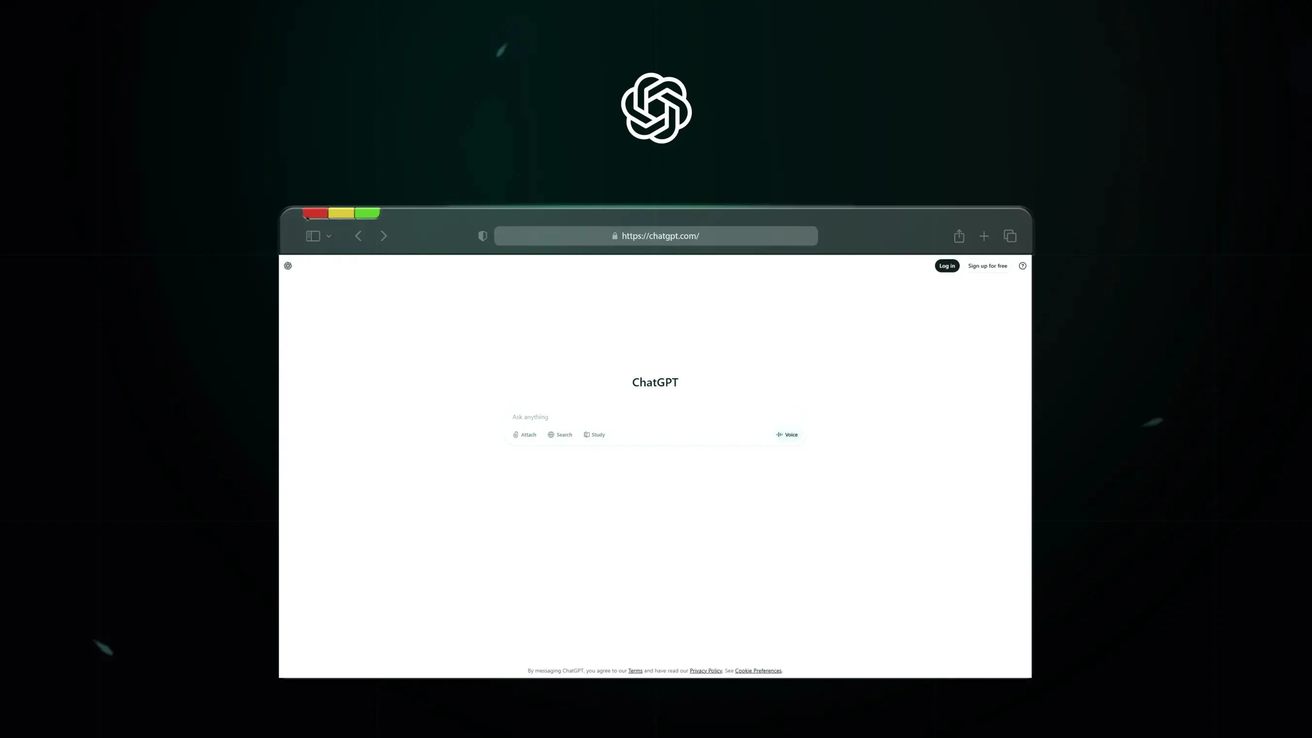 Empty ChatGPT start screen in a light theme.