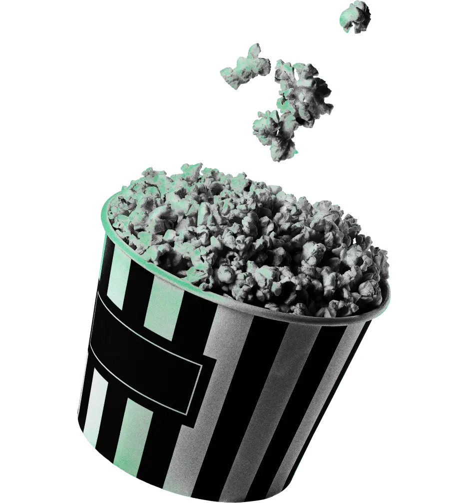 Pełen kubełek popcornu w zielonym stylu Kryptonum