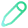 Zielony symbol ołówka.